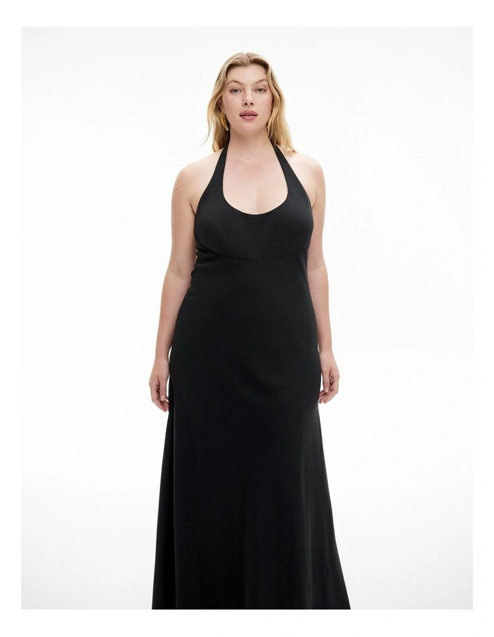 Maxi Tie Halter Dress in Black image 6