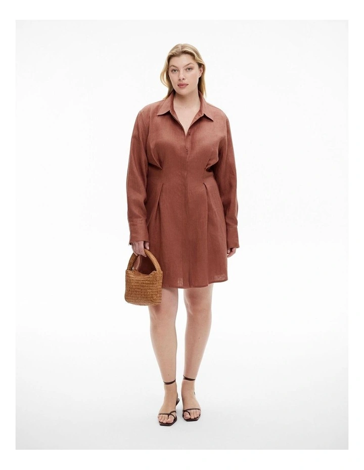 Waisted Shirt Dress in Rosewood image 1