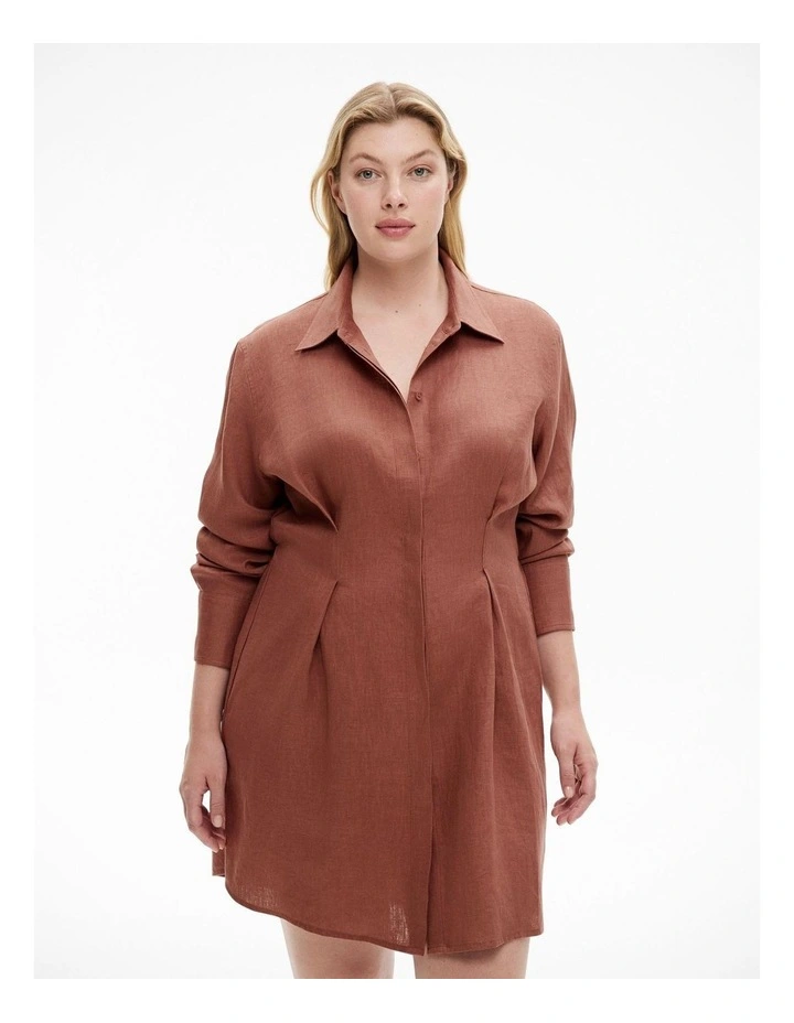 Waisted Shirt Dress in Rosewood image 2