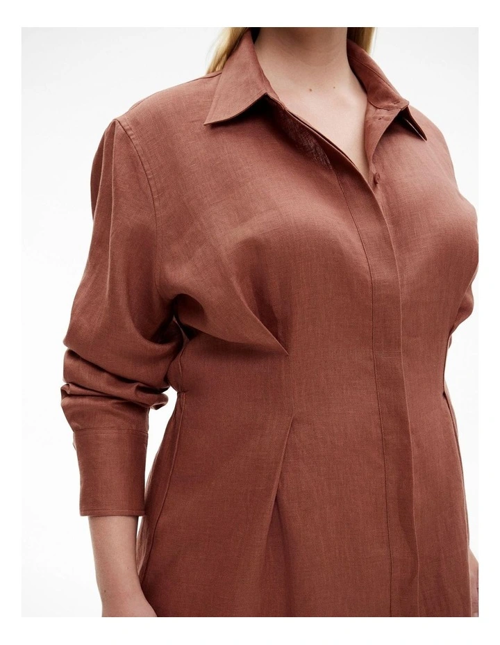 Waisted Shirt Dress in Rosewood image 3