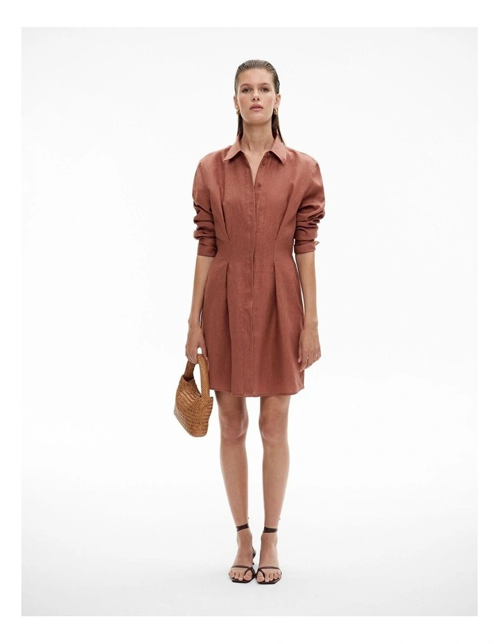 Waisted Shirt Dress in Rosewood image 4
