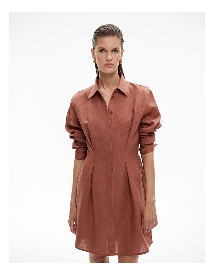 Waisted Shirt Dress in Rosewood image 5