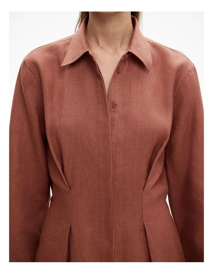 Waisted Shirt Dress in Rosewood image 6