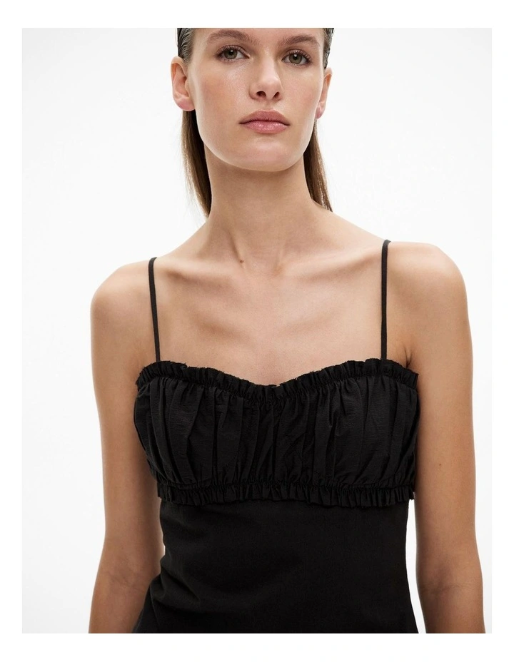 Gathered Column Dress in Black image 3