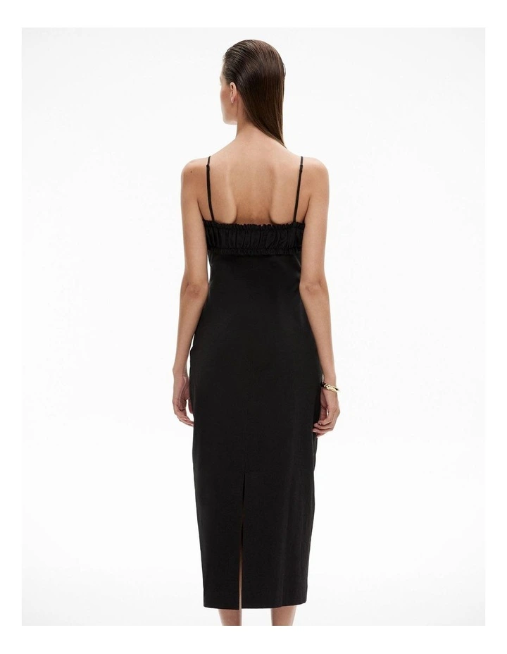 Gathered Column Dress in Black image 4