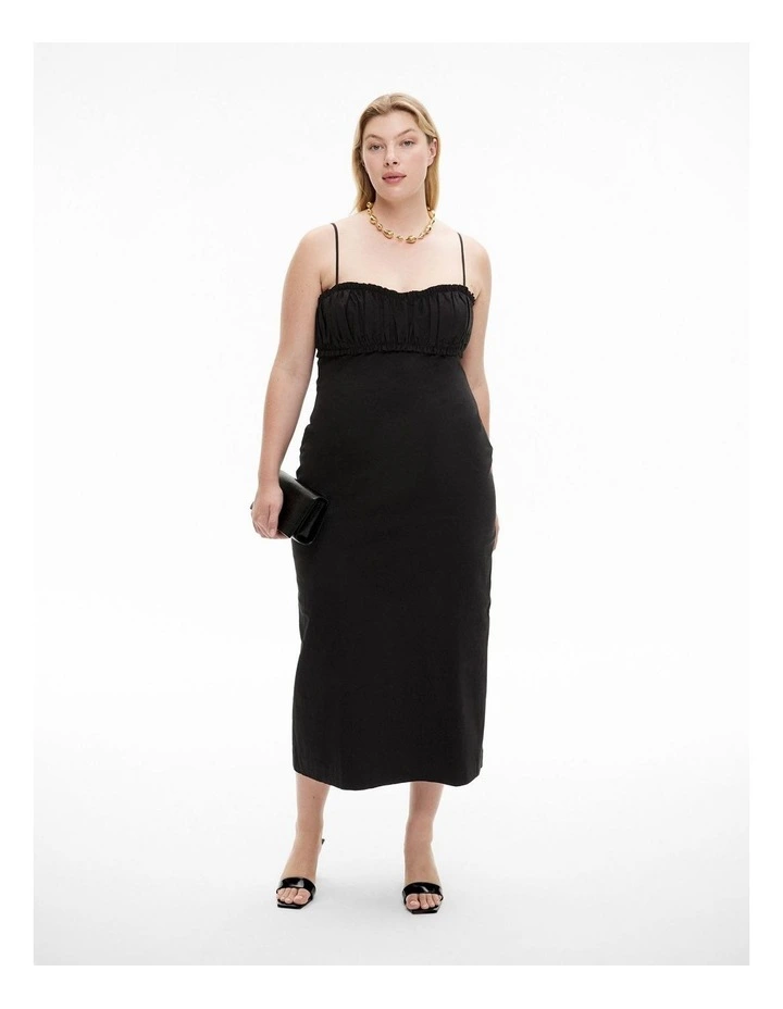 Gathered Column Dress in Black image 5