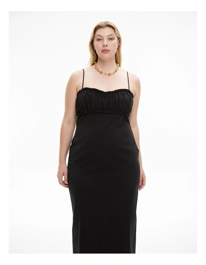 Gathered Column Dress in Black image 6