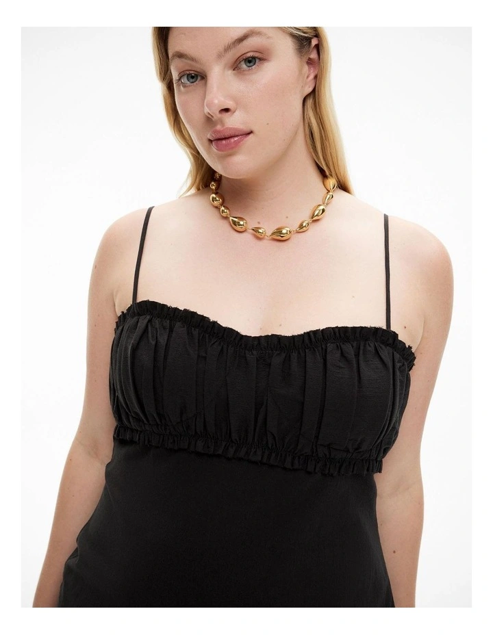 Gathered Column Dress in Black image 7