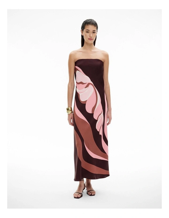 Strapless Maxi Dress in Aubergine Print image 1