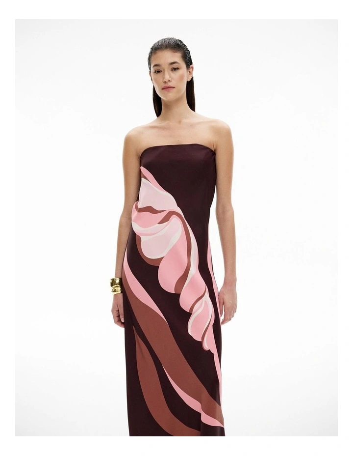 Strapless Maxi Dress in Aubergine Print image 2