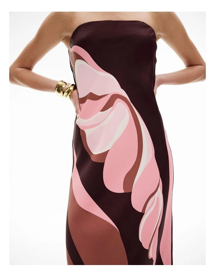 Strapless Maxi Dress in Aubergine Print image 3