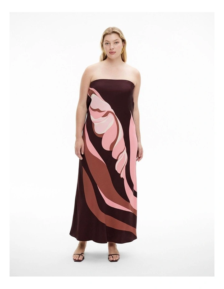Strapless Maxi Dress in Aubergine Print image 5