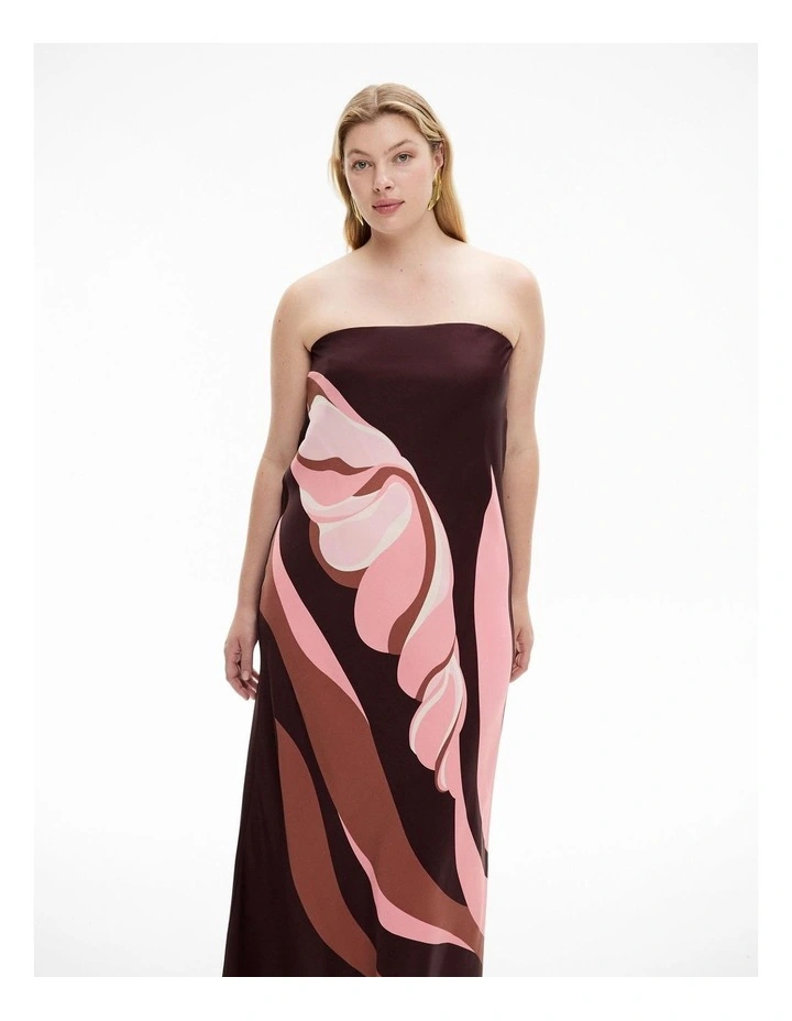 Strapless Maxi Dress in Aubergine Print image 6
