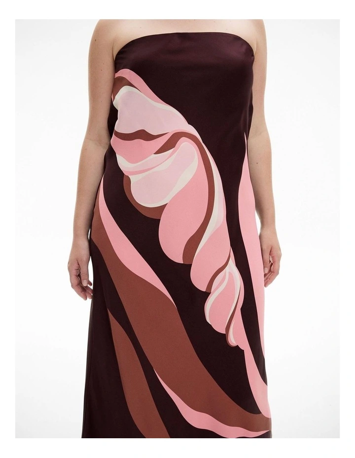 Strapless Maxi Dress in Aubergine Print image 7
