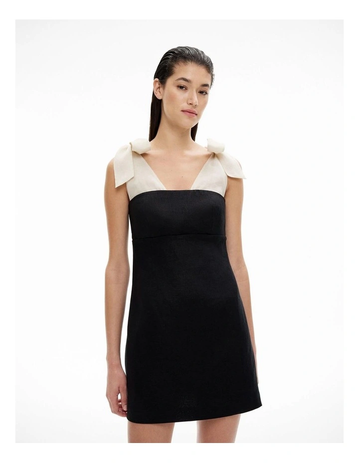 Bow Detail Layered Dress in Black image 1