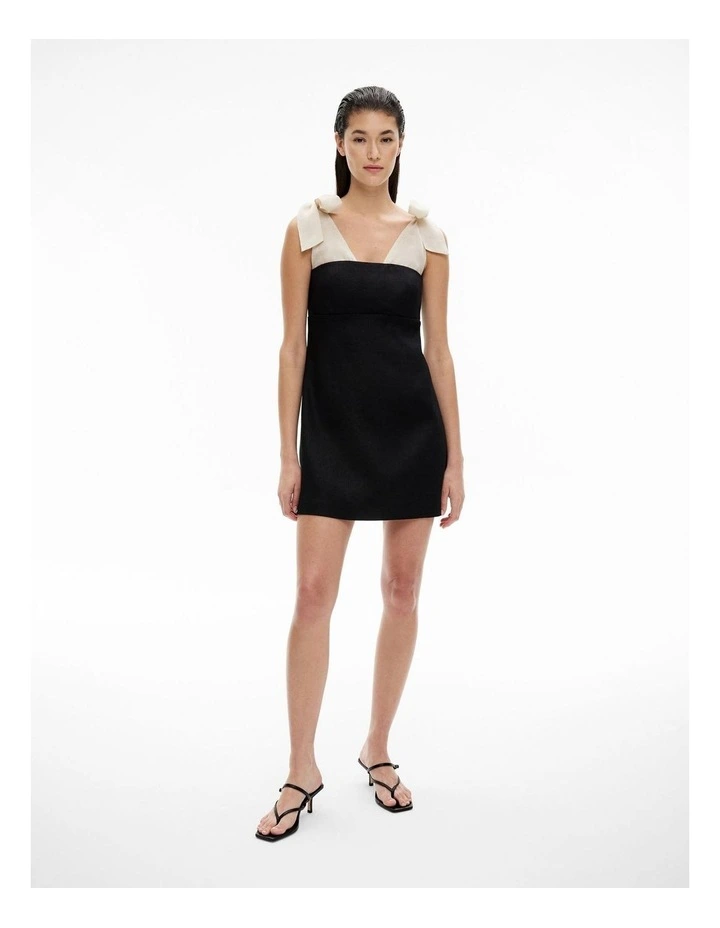 Bow Detail Layered Dress in Black image 2
