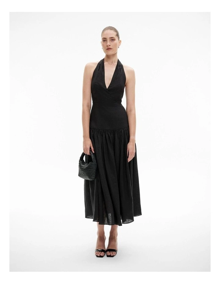 Halter Drop Waist Dress in Black image 1