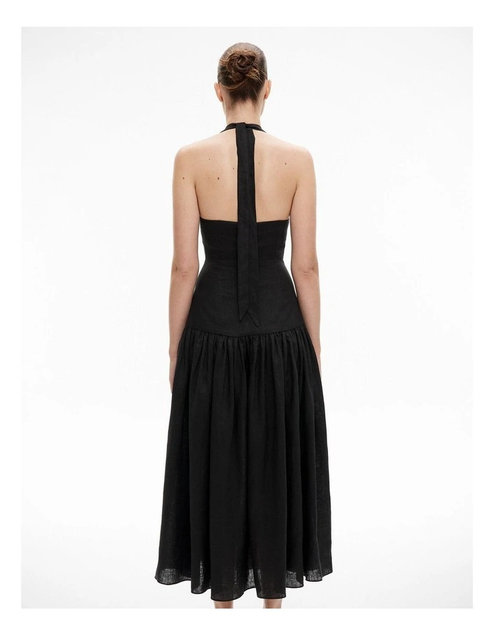 Halter Drop Waist Dress in Black image 4