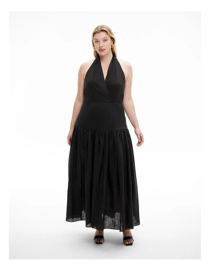 Halter Drop Waist Dress in Black image 5