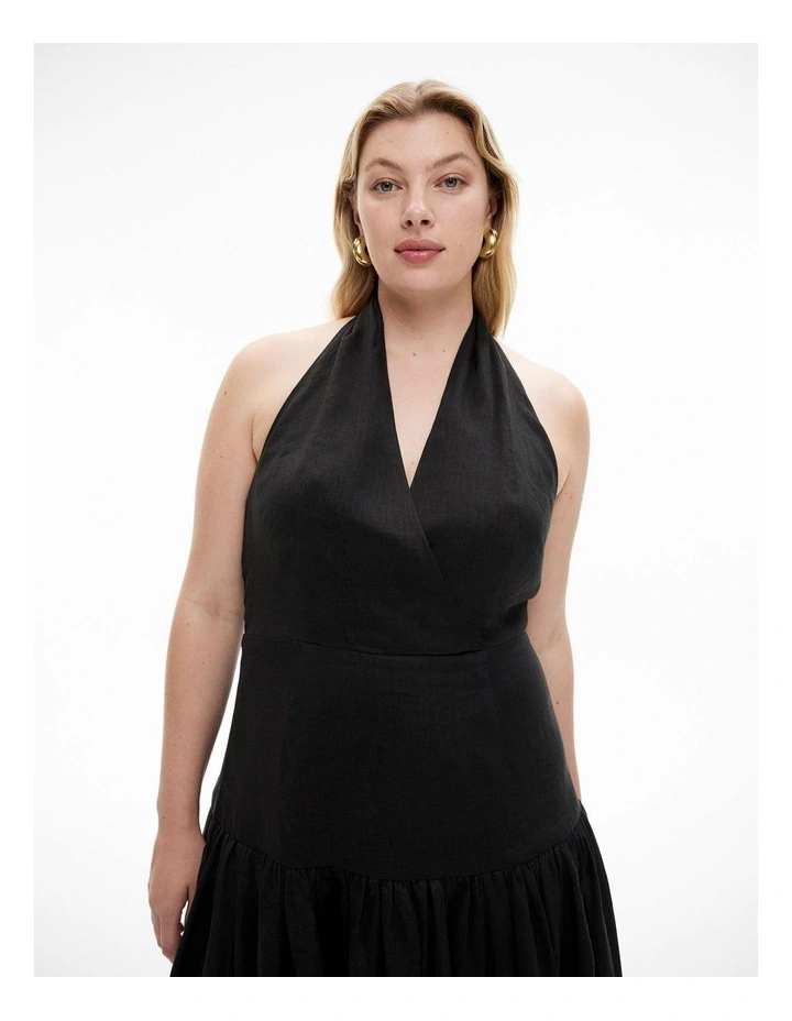 Halter Drop Waist Dress in Black image 7