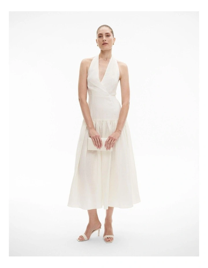 Halter Drop Waist Dress in Fresh White image 1
