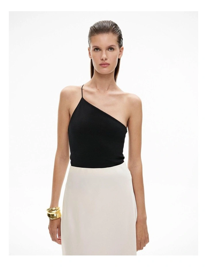 One Shoulder Knit in Black image 1