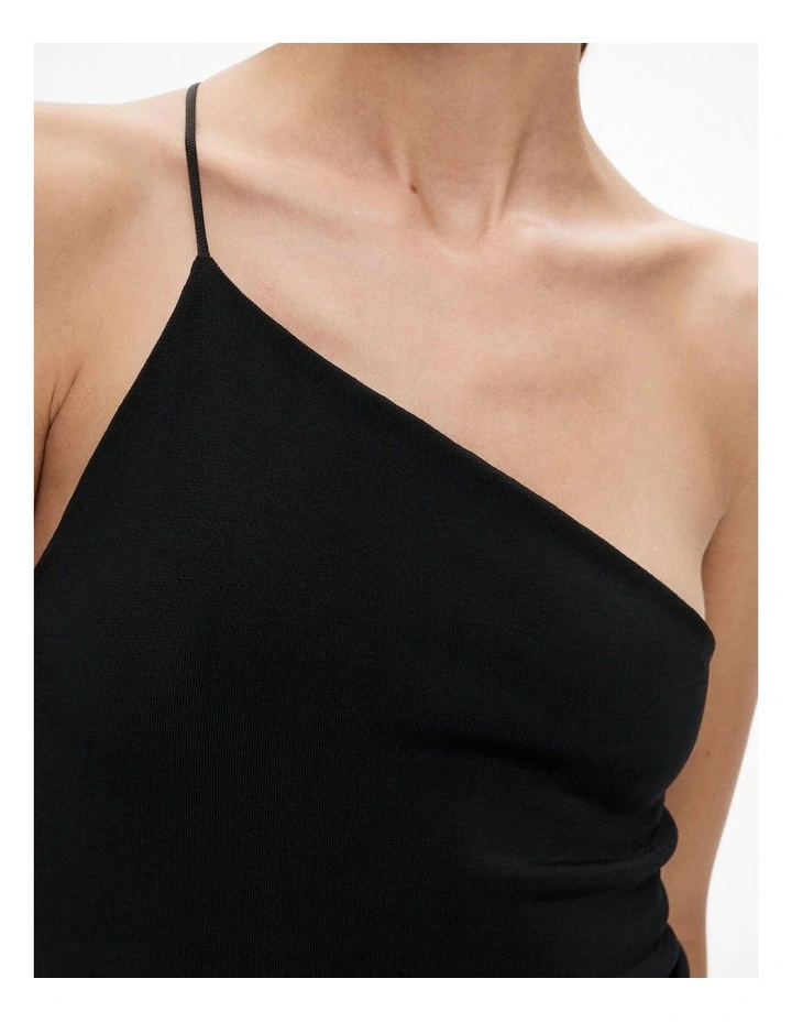 One Shoulder Knit in Black image 2