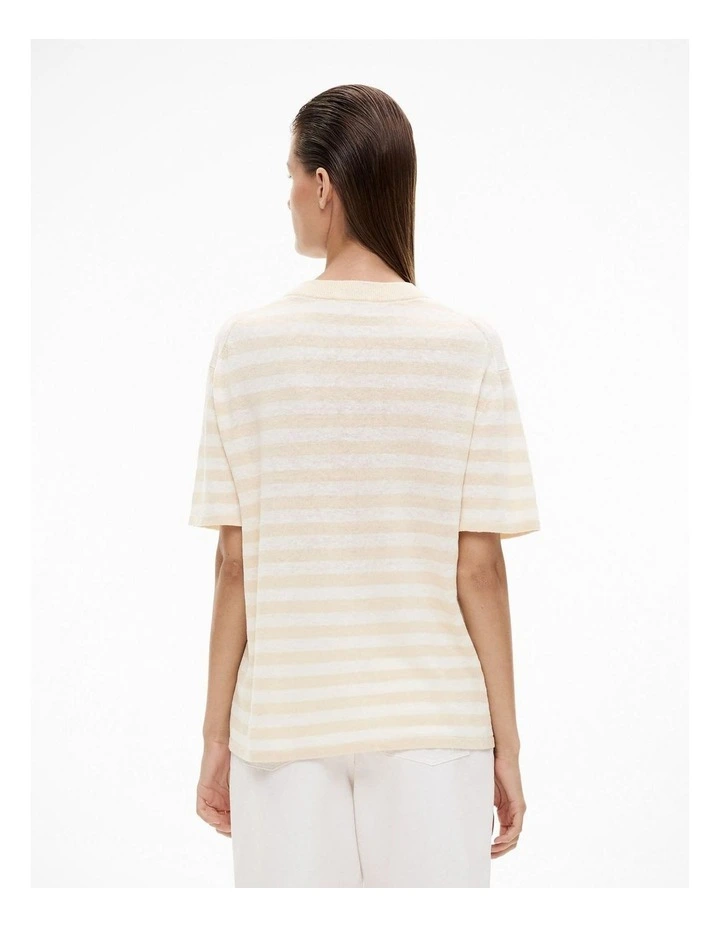 Linen Knit Tee in Natural Stripe image 4
