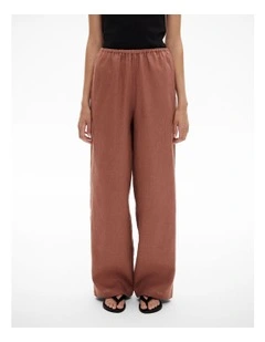 Linen Pull On Pant in Rosewood