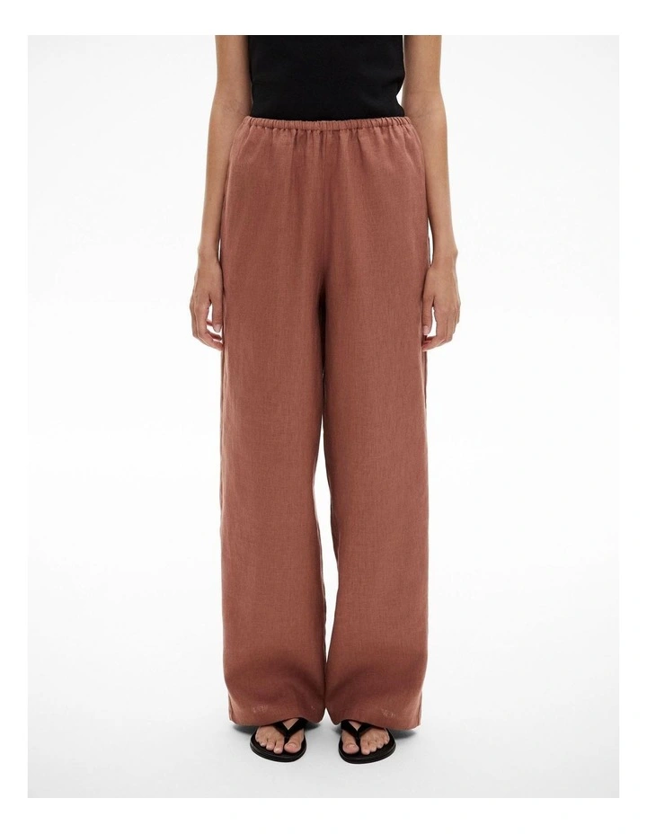 Linen Pull On Pant in Rosewood image 1
