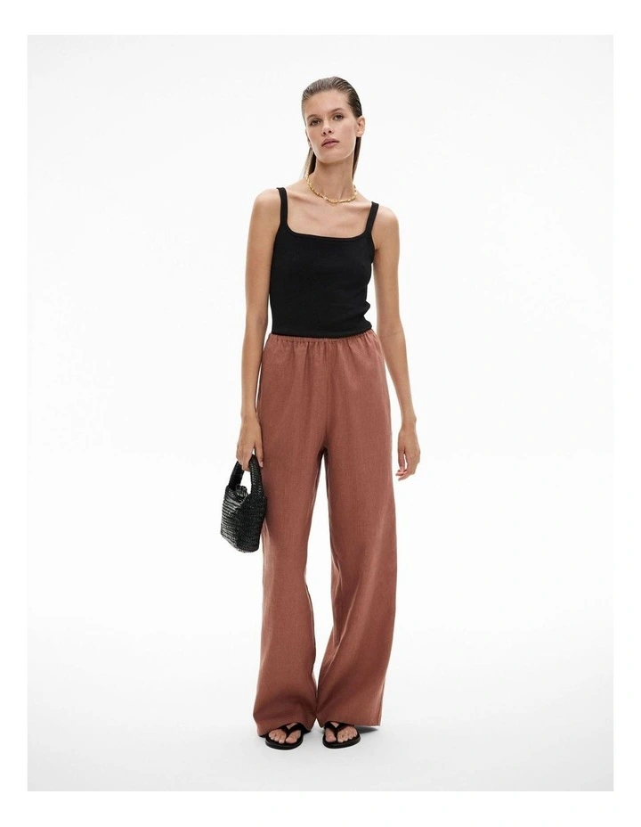Linen Pull On Pant in Rosewood image 2