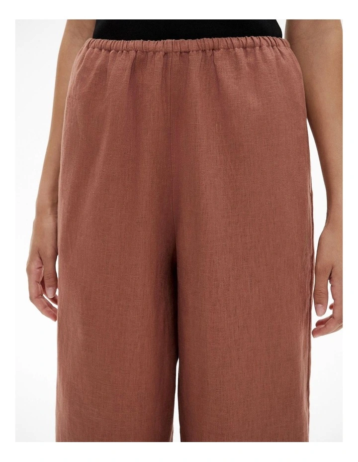 Linen Pull On Pant in Rosewood image 3