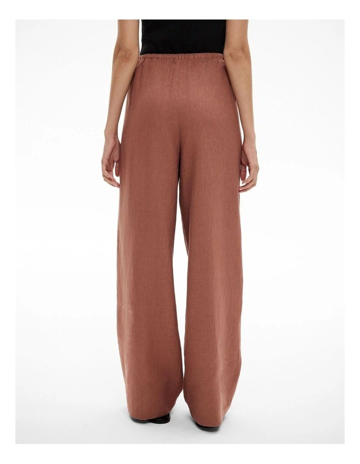 Linen Pull On Pant in Rosewood image 4