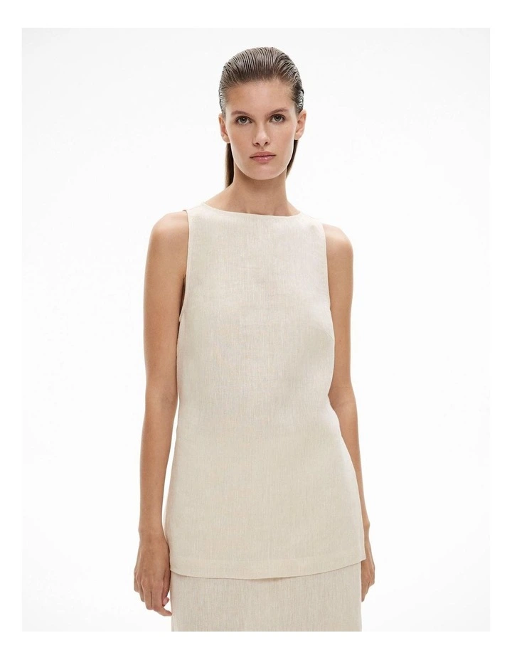 Linen Longline Top in Stone Yd image 1