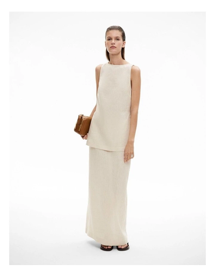 Linen Longline Top in Stone Yd image 2