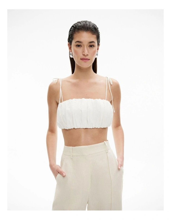 Gathered Crop Bodice in Fresh White image 1