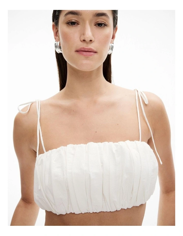 Gathered Crop Bodice in Fresh White image 3
