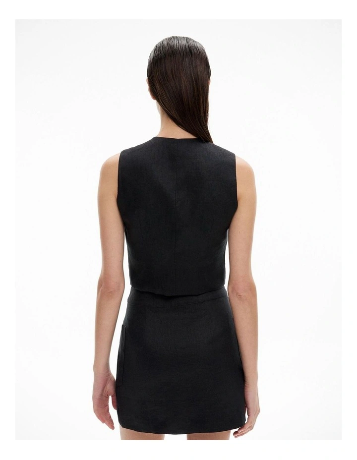 Button Front Vest in Black image 4