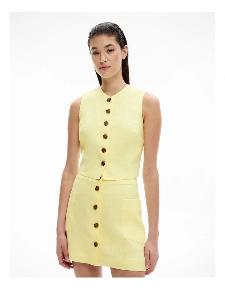 Button Front Vest in Limoncello image 1