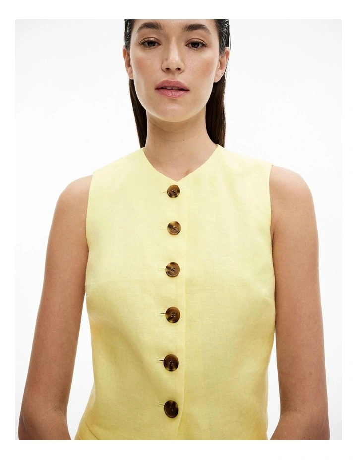 Button Front Vest in Limoncello image 3