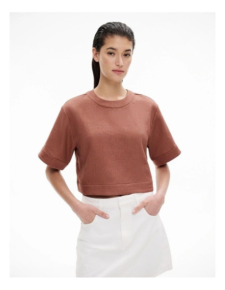 Linen Crop Popover in Rosewood image 1