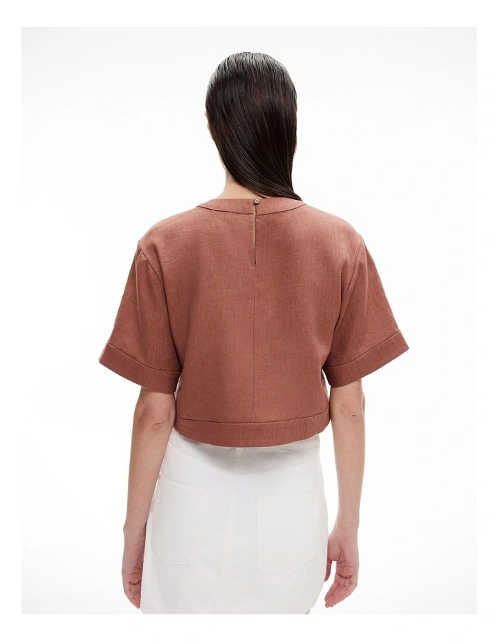 Linen Crop Popover in Rosewood image 4