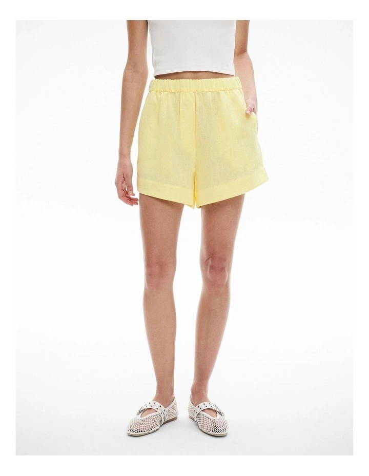 Linen Pull On Short in Limoncello image 1