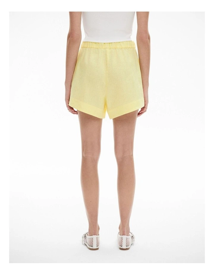 Linen Pull On Short in Limoncello image 4