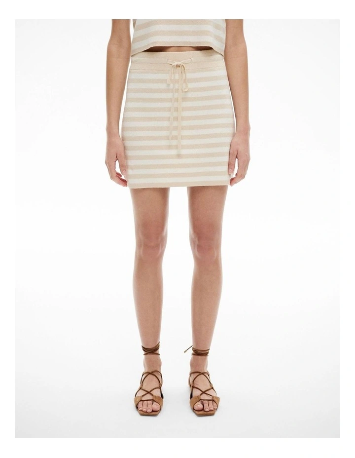 Tie Knit Skirt in Natural Stripe image 1