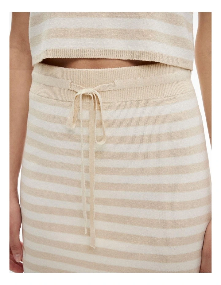 Tie Knit Skirt in Natural Stripe image 3