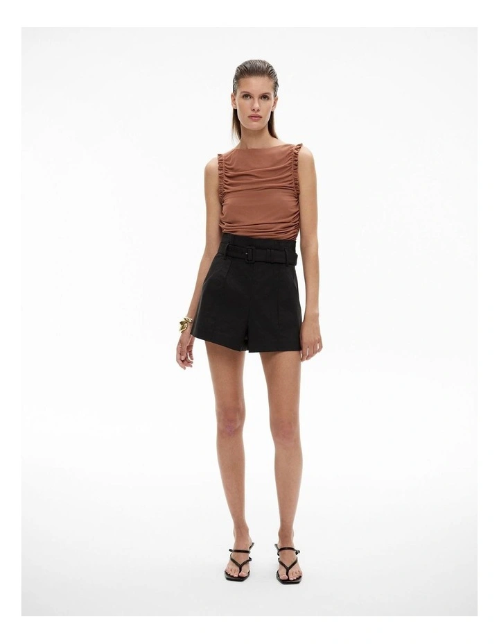 Mesh Ruffle Top in Rosewood image 2