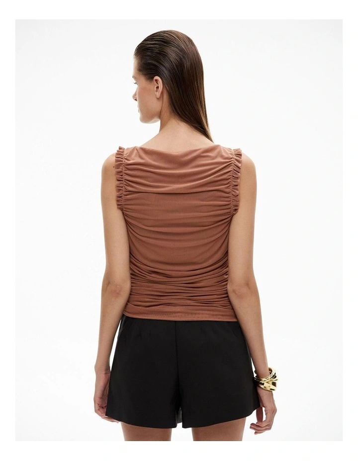 Mesh Ruffle Top in Rosewood image 4