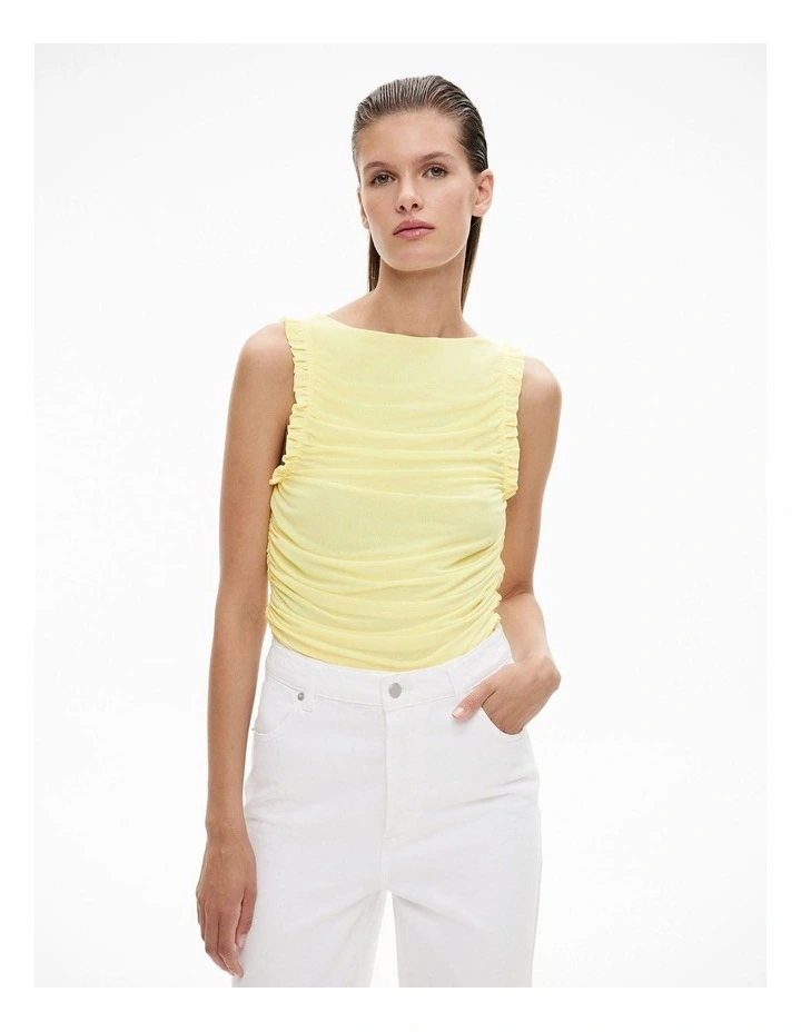 Mesh Ruffle Top in Limoncello image 1