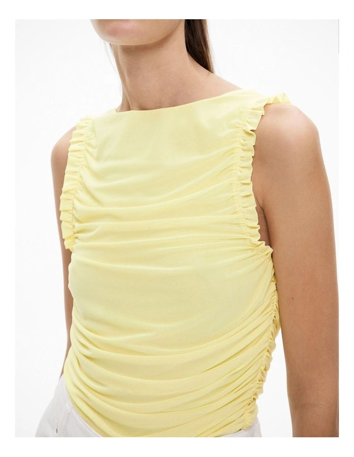 Mesh Ruffle Top in Limoncello image 3
